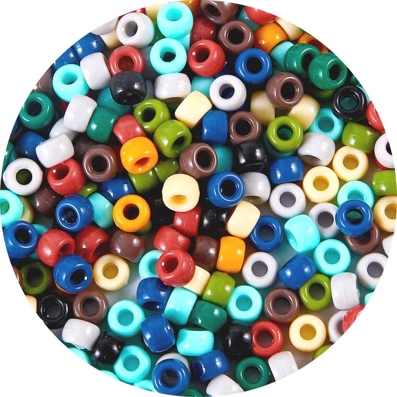 Eppingwin Pony Multi-Colored Bracelet Beads for Hair Braids & Crafts - Plastic Earth Tone Hair Beads (Small Pack) - Image 1